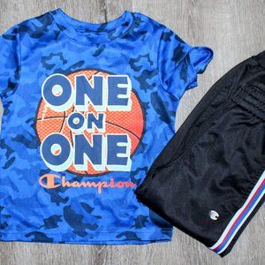 Champion Boys Shirt Size 4T Short Sleeve Athletic T-Shirt Basketball Blue Orange